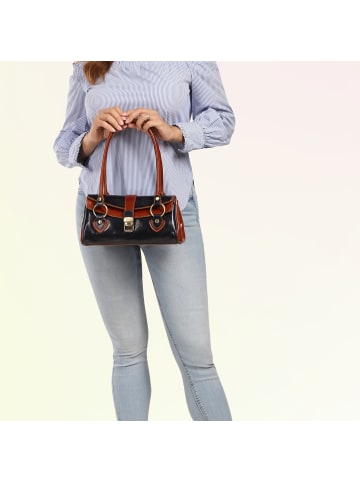 Toscanto Toscanto Schultertasche Leder dunkelblau, braun ca. 29cm
