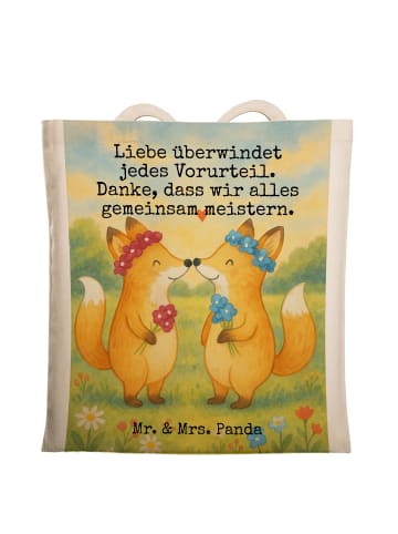 Mr. & Mrs. Panda Tote Bag Füchse Lesbian Pride Design mit Spruch in Weiß