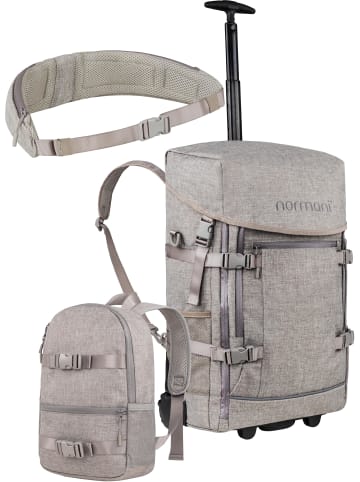 normani Rucksack mit Trolleyfuktion, kleinem 5L Rucksack und Hüftgurt in Beige