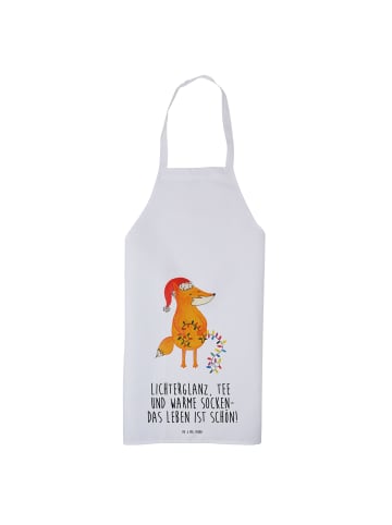 Mr. & Mrs. Panda Schürze Fuchs Weihnachten mit Spruch in Weiß