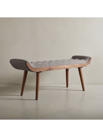KADIMA DESIGN Sitzbank Stoff / Massivholz Bank 125x51x38 cm