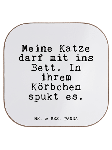 Mr. & Mrs. Panda Untersetzer für Gläser Meine Katze darf mit... ... in Weiß