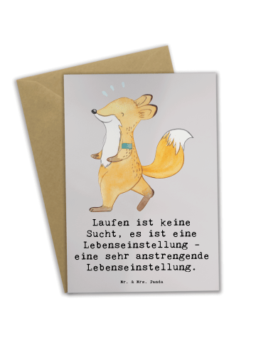 Mr. & Mrs. Panda Klappkarte Laufen Lebensstil mit Spruch in Grau Pastell