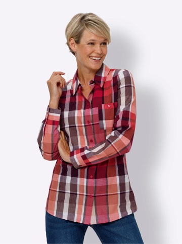 Sieh an! Longbluse in sesam-erdbeere-kariert