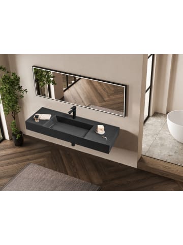 Beliani Waschbecken CUSCO in Schwarz - (W) 120 x (H) 13 x (L) 48 cm