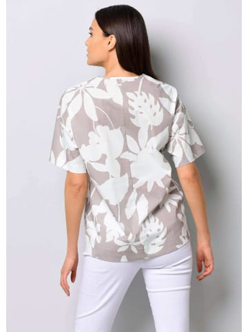Alba Moda Florale Shirtbluse mit Halbarm in taupe