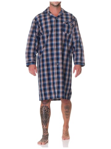 NORMANN Langarm Nachthemd gewebt - 88868 in blau