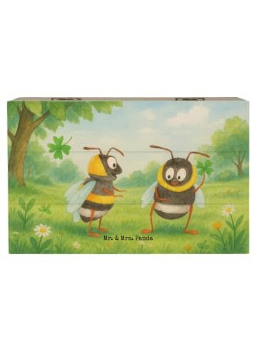 Mr. & Mrs. Panda Holzkiste Bienen Paar Design ohne Spruch in Weiß