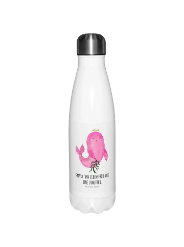 Mr. & Mrs. Panda Thermosflasche Sternzeichen Jungfrau mit Spruch in Weiß