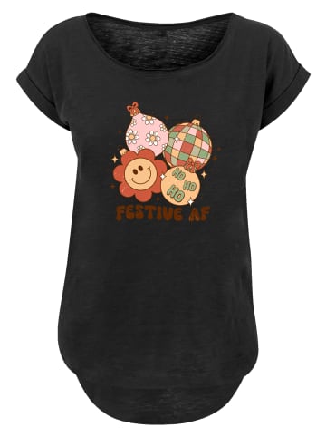 F4NT4STIC Long Cut T-Shirt Festive AF Weihnachten Tree Balls in schwarz