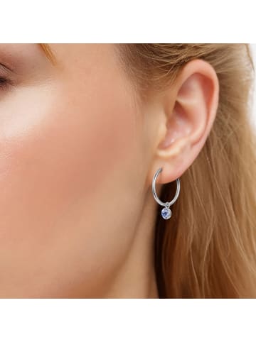 Lulu & Jane Creolen aus Messing mit Glaskristall in silber