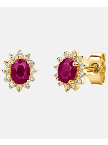 Diamant L'éternel Ohrringe aus 375 Gelbgold mit 0.46 Karat Diamant mit Rubin