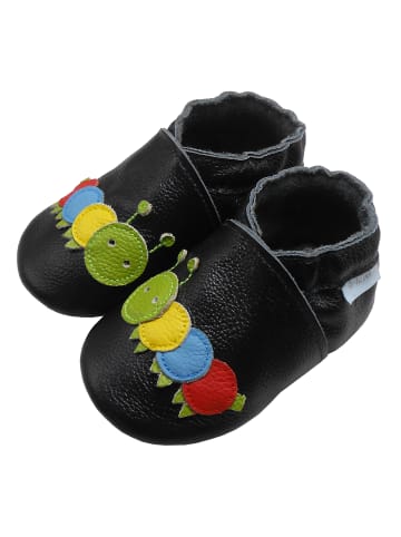 Yalion Baby Leder-Krabbelschuhe "Raupe" in Schwarz