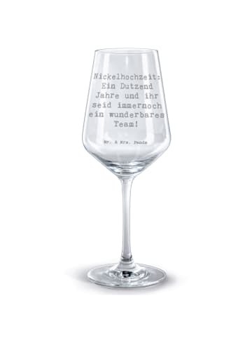 Mr. & Mrs. Panda Rotwein Glas Spruch 12. Hochzeitstag Nickelhoch... in Transparent