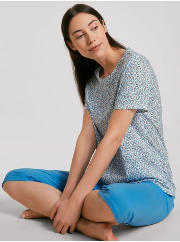 Calida Pyjama 3/4 in Azurit blu