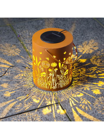 MARELIDA LED Solar Laterne Blumenwiese in Rostoptik H: 18cm in braun