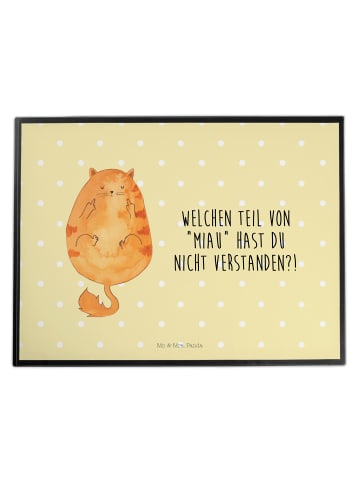 Mr. & Mrs. Panda Schreibunterlage Katze Mittelfinger mit Spruch in Gelb Pastell