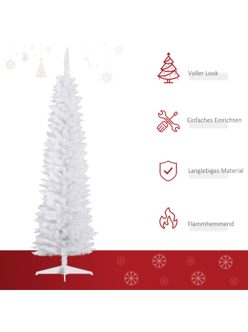 HOMCOM Weihnachtsbaum in Weiß 55L x 55B x 180H cm
