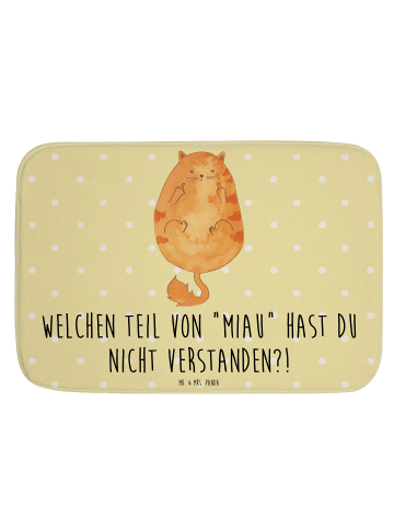 Mr. & Mrs. Panda Badteppich Katze Mittelfinger mit Spruch in Gelb Pastell