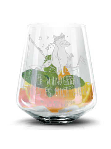 Mr. & Mrs. Panda Blümchentail Glas Pinguin Angelboot ohne Spruch in Transparent