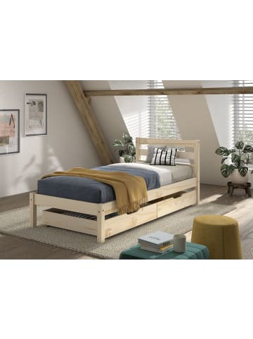 58 aufm Kessel EINZELBETT Karolina Kiefer 90x200 mit Rolllattenrost und Schubladen