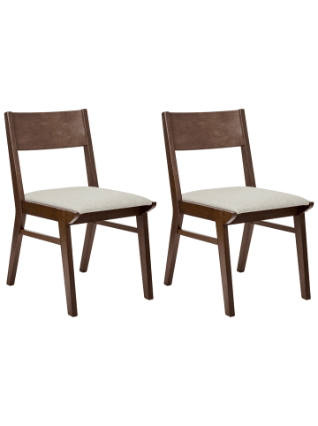 Beliani 2er-Set Esszimmerstuhl ENOLA in Dunkler Holzfarbton/Beige