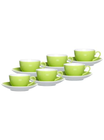 Ritzenhoff & Breker 6er Set Kaffeetassen mit Untertassen Doppio in – 200 ml in Grün