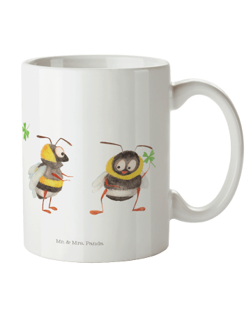 Mr. & Mrs. Panda Kindertasse Hummeln Kleeblatt ohne Spruch in Weiß