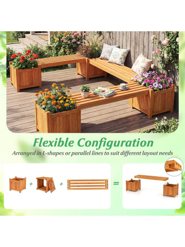 COSTWAY Blumenkasten mit Gartenbank 169 x 35 x 35 cm in Orange