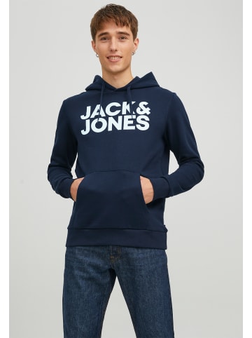 Jack & Jones Sweat Hoodie Frontprint Kapuze Streetwear in Navy