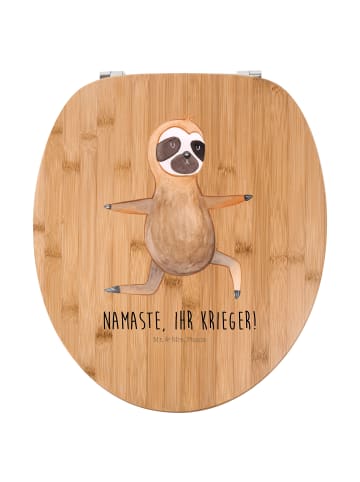 Mr. & Mrs. Panda Toilettendeckel Faultier Yoga mit Spruch in Braun