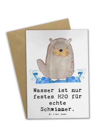 Mr. & Mrs. Panda valentinstagskarte Schwimmen Abenteuer mit Spruch in Weiß
