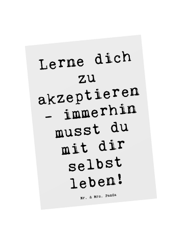Mr. & Mrs. Panda Postkarte Spruch Selbstakzeptanz Lernen mit Spruch in Weiß