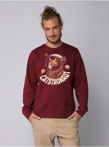 wat? Apparel Sweatshirt Catstronaut in Weinrot