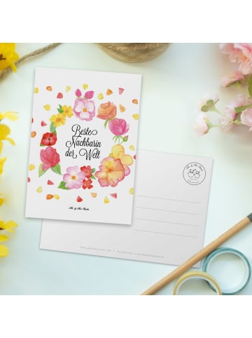 Mr. & Mrs. Panda Postkarte Nachbarin mit Spruch in Weiß