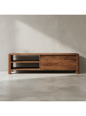 KADIMA DESIGN Lowboard Massivholz: viel Stauraum, 4 Holzbeine, Sheesham oder Akazie in Braun