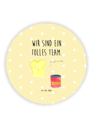 Mr. & Mrs. Panda Rund Magnet Toast Marmelade mit Spruch in Gelb Pastell
