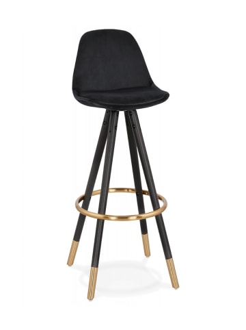 KADIMA DESIGN Barhocker aus Holz mit Samtstoff Sitz | Modern Design in Schwarz