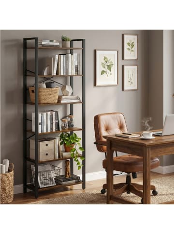 VASAGLE Bücherregal Barnet in Braun-Schwarz - (B)64 x (H)185.5 x (T)30 cm