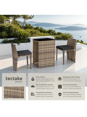 tectake Aluminium Rattanset mit Sicherheitsglasplatte, kein Aufbau
