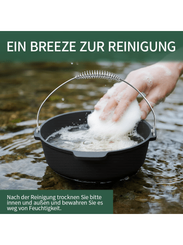 Home Nature Wohnkonzept Gusseisen Topf 4.5L Dutch Oven 4-teilig in Schwarz ⌀25 cm