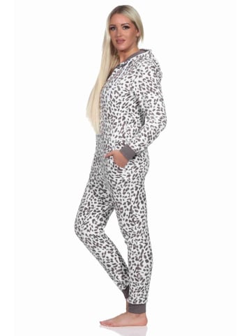 NORMANN Schlafanzug Eteiler Jumpsuit Overall Coralfleece Animal Look - 76717 in braun