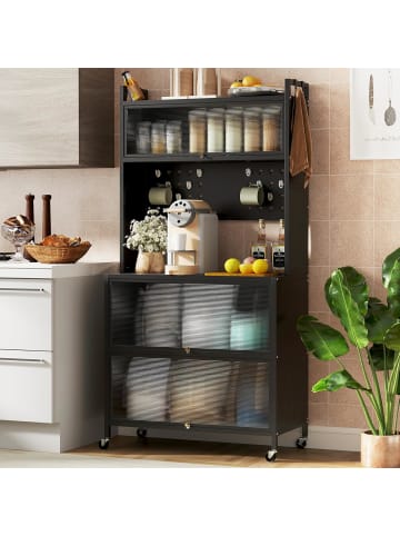 COSTWAY Küchenschrank 80 x 40 x 160 cm in Schwarz