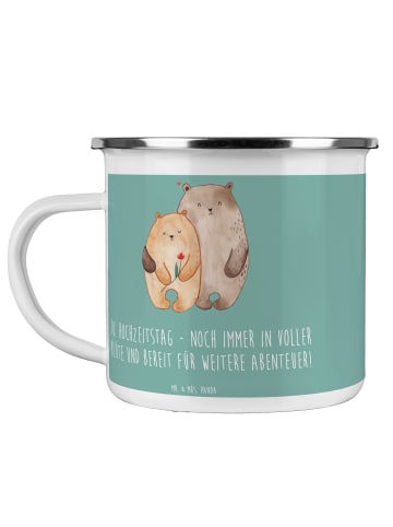Mr. & Mrs. Panda Camping Emaille Tasse 10. Hochzeitstag Rosenhoc... in Meeresbrise