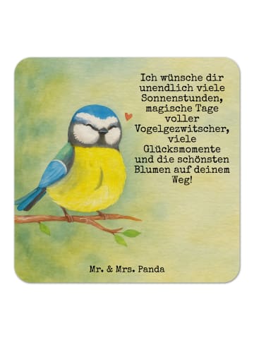 Mr. & Mrs. Panda Bierfilz Vogel Blaumeise Design mit Spruch in Weiß