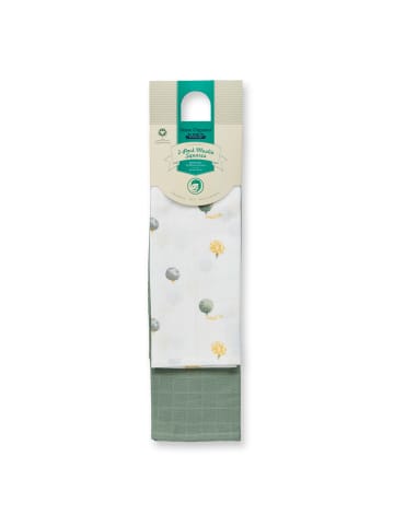 Sense Organics Bio Baby Mulltücher im 2er Pack mit Baumdruck und uni, Modell BIOS