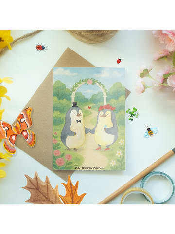 Mr. & Mrs. Panda neujahrskarte Hochzeit Pinguin Design ohne Spruch in Weiß