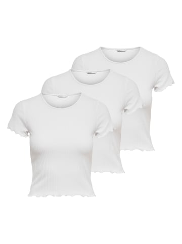 ONLY T-Shirt 3er Pack in Weiß