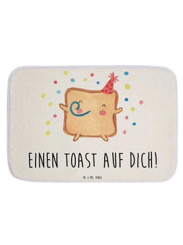 Mr. & Mrs. Panda Badezimmerteppich Toast Party mit Spruch in Weiß