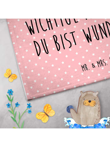 Mr. & Mrs. Panda Gästehandtuch Einhorn Mitteilung mit Spruch in Rot Pastell